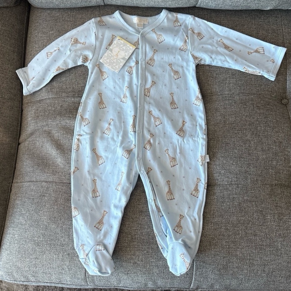 KISSY KISSY Baby Boy’s Sophie la Giraffe Blue Print Footie 6-9 months NWT